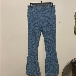 Hollister Blue Swirl Pattern Flare Jeans